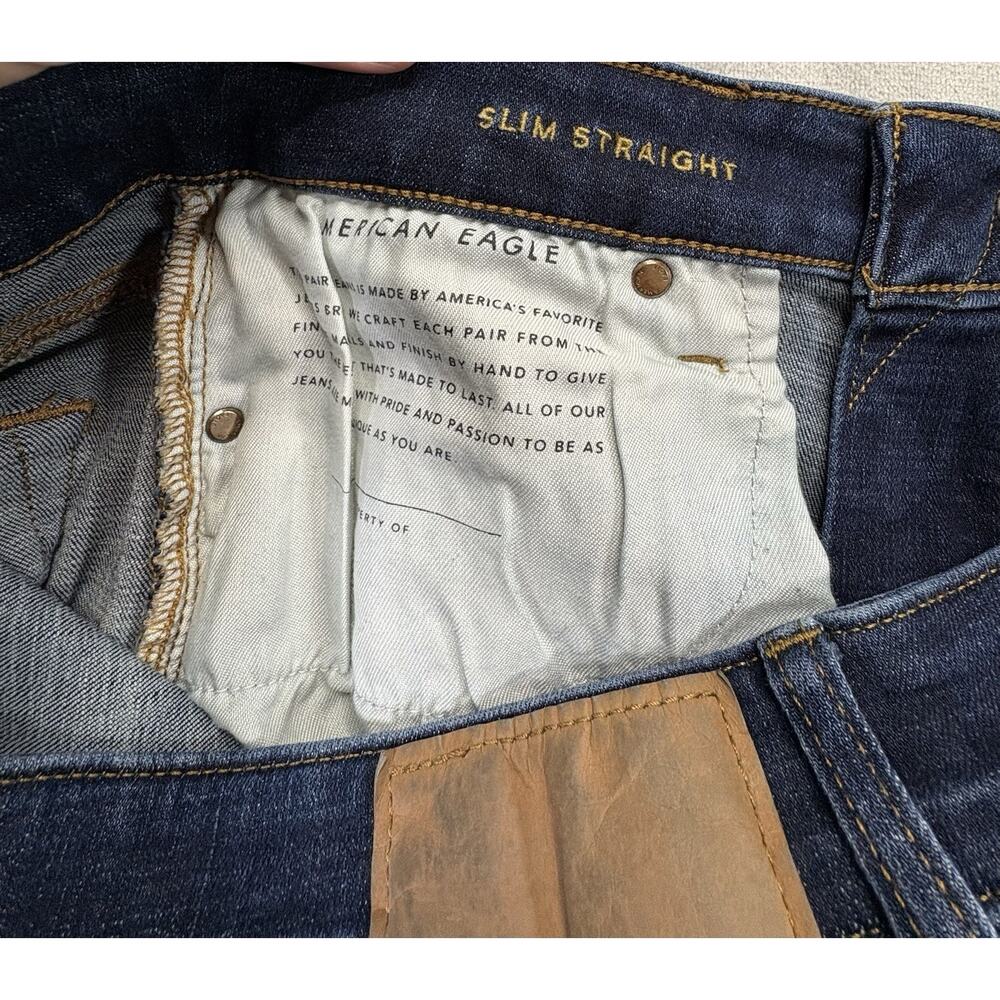 AMERICAN EAGLE Men’s Slim Straight Jeans Size 30x34 DARK WASH - Picture 7 of 9